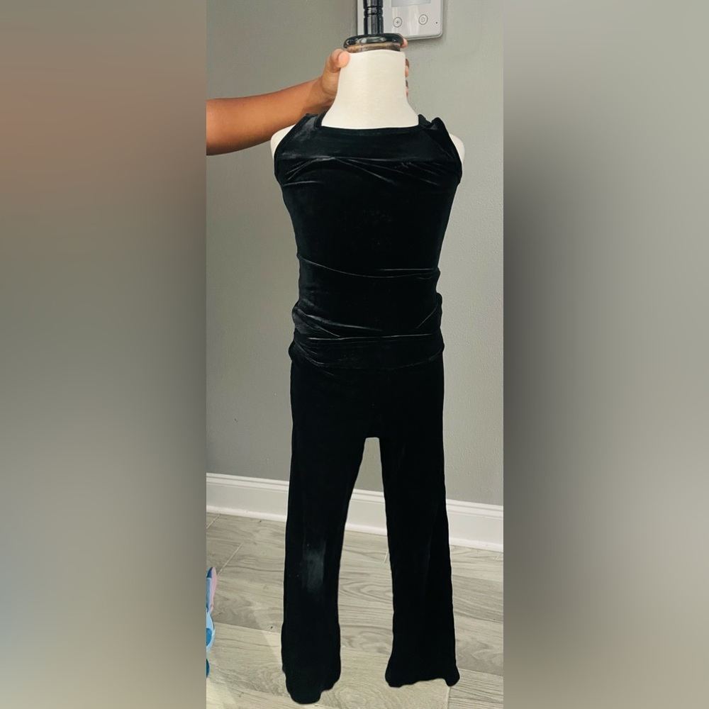 Kids Black Velvet Matching Set